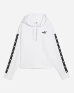PUMA - FELPA CON CAPPUCCIO TAPE COMFORT CROP BIANCA - 685011-02