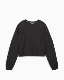 PUMA - Felpa crop da donna nera in tessuto traspirante