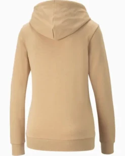 PUMA - Felpa da donna beige con logo bianco e cappuccio