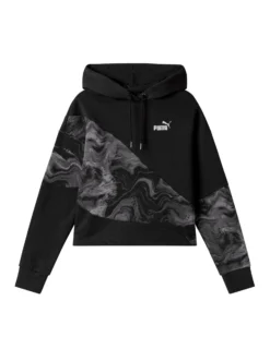 PUMA - Felpa da donna relaxed fit nera con cappuccio