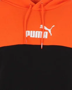 PUMA - Felpa da uomo arancione e nera con cappuccio e dettagli bianchi