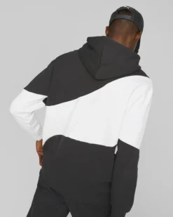 PUMA - Felpa da uomo nera e bianca con cappuccio