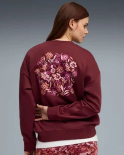 PUMA - FELPA GIROCOLLO BORDEAUX  ESSENTIAL NATURE 2.0 OVERSIZED CREW FL DA DONNA, 688078-96