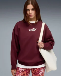 PUMA - FELPA GIROCOLLO BORDEAUX  ESSENTIAL NATURE 2.0 OVERSIZED CREW FL DA DONNA, 688078-96