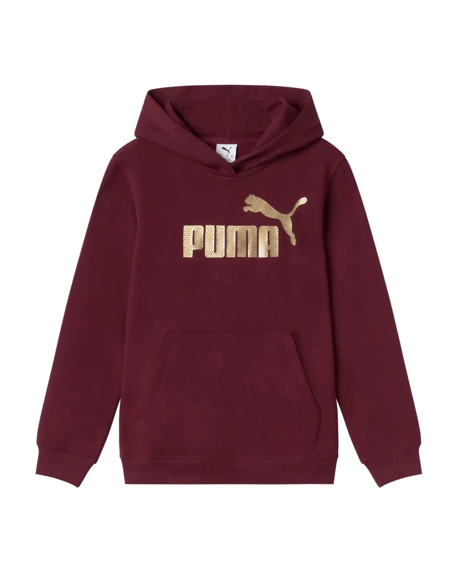 PUMA - FELPA JUNIOR ( 7-16 ANNI) BORDEAUX CON CAPPUCCIO ESSENTIAL + TEXTURED FOIL BIG LOGO, 692208-96