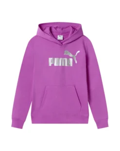PUMA - FELPA JUNIOR ( 7-16 ANNI)  CON CAPPUCCIO FUXIA  ESSENTIAL +TEXTURED FOIL BIG, 689053-89