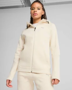 PUMA - FELPA TECH BEIGE DA DONNA CON CAPPUCCIO EVOSTRIPE 685050-87