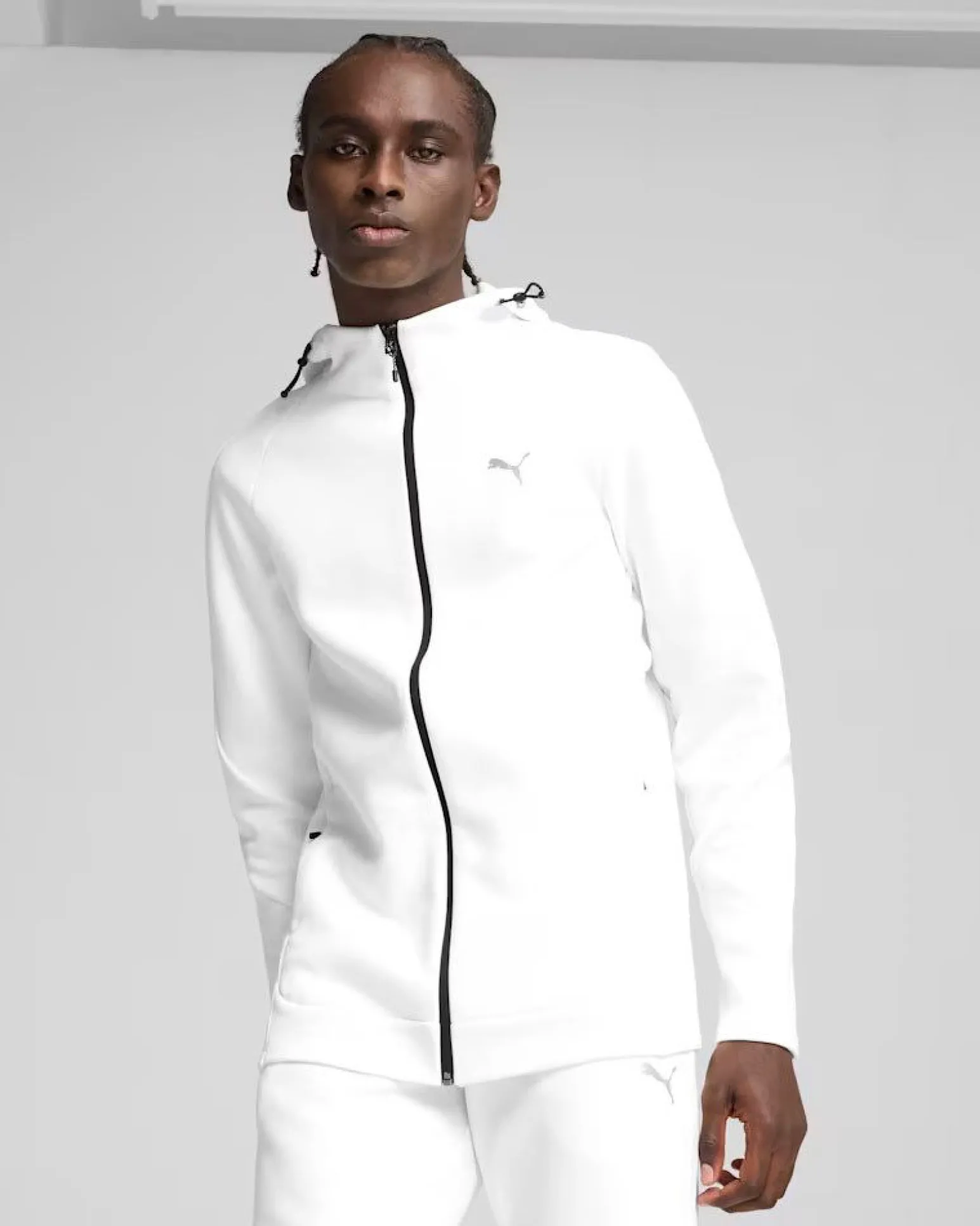 PUMA - FELPA TECH EVOSTRIPE BIANCA CON CAPPUCCIO DA UOMO 684613-02