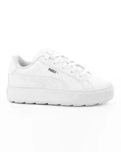 PUMA KARMEN L PS - Sneakers da bambina bianca con dettagli argento e suola alta, numerata 28/35