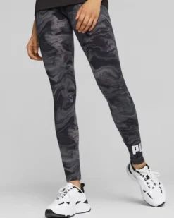 PUMA - Leggins con fantasia nera e grigia