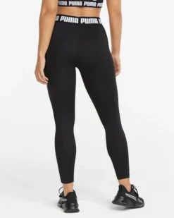 PUMA - Leggins neri a vita alta in tessuto traspirante con logo in vita