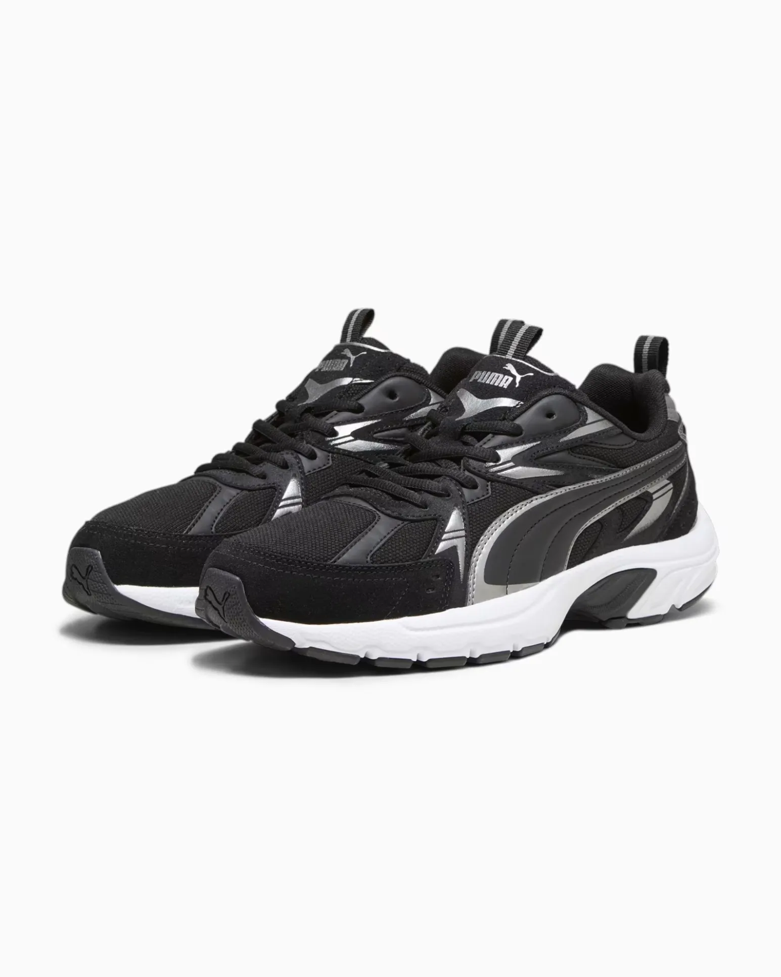 PUMA MILLENIO TECH SUEDE - Scarpa nera con dettagli argento