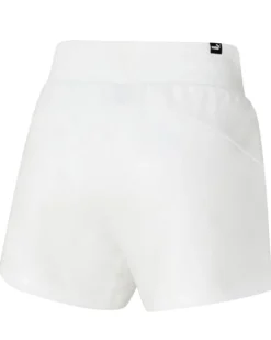 PUMA - Pantaloncini corti da donna bianchi con logo metallizzato