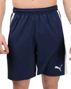 PUMA - Pantaloncini da padel uomo blu in tessuto traspirante con logo bianco