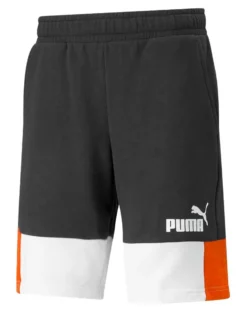PUMA - Pantalone corto da uomo nero e bianco con dettagli arancioni