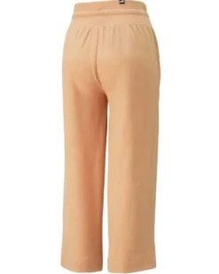 PUMA - Pantalone da donna beige a palazzo con elastico in vita e lacci