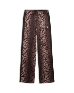 PUMA - PANTALONE DONNA LEOPARDATO NERO E MARRONE T7 LEO LUXE AOPTRACK OP, 634564-01