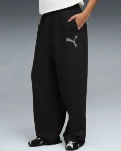 PUMA - PANTALONE DONNA NERO ESSENTIAL GRAPHIC LEO LUXE, 634567-01