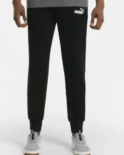 PUMA - Pantalone felpa da uomo nero slim fit con elastico e lacci in vita