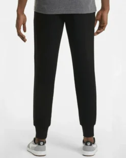 PUMA - Pantalone felpa da uomo nero slim fit con elastico e lacci in vita