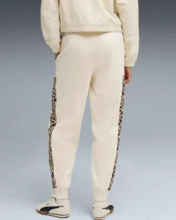 PUMA - PANTALONE PANNA CON BANDE LEOPARDATE ESSENTIAL GRAPHIC ANIMAL COMFORT DA DONNA, 688086-87