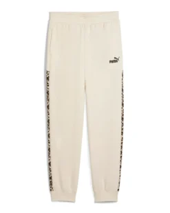 PUMA - PANTALONE PANNA CON BANDE LEOPARDATE ESSENTIAL GRAPHIC ANIMAL COMFORT DA DONNA, 688086-87