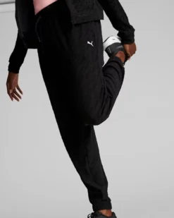 PUMA - Pantalone tuta da donna nero in tessuto traspirante