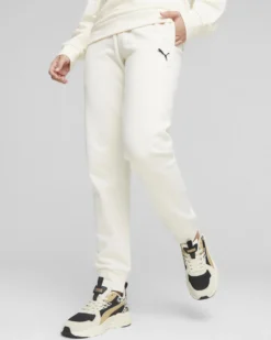 PUMA - Pantalone tuta da donna panna con logo nero