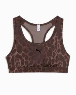 PUMA - REGGISENO SPORTIVO MACULATO MARRONE E NERO 4KEEPS BRA SPOTTED HAZE MID   DA DONNA, 528511-13
