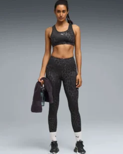 PUMA - REGGISENO SPORTIVO MACULATO NERO E GRIGIO 4KEEPS BRA SPOTTED HAZE MID   DA DONNA, 528511-01
