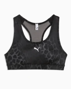 PUMA - REGGISENO SPORTIVO MACULATO NERO E GRIGIO 4KEEPS BRA SPOTTED HAZE MID DA DONNA, 528511-01