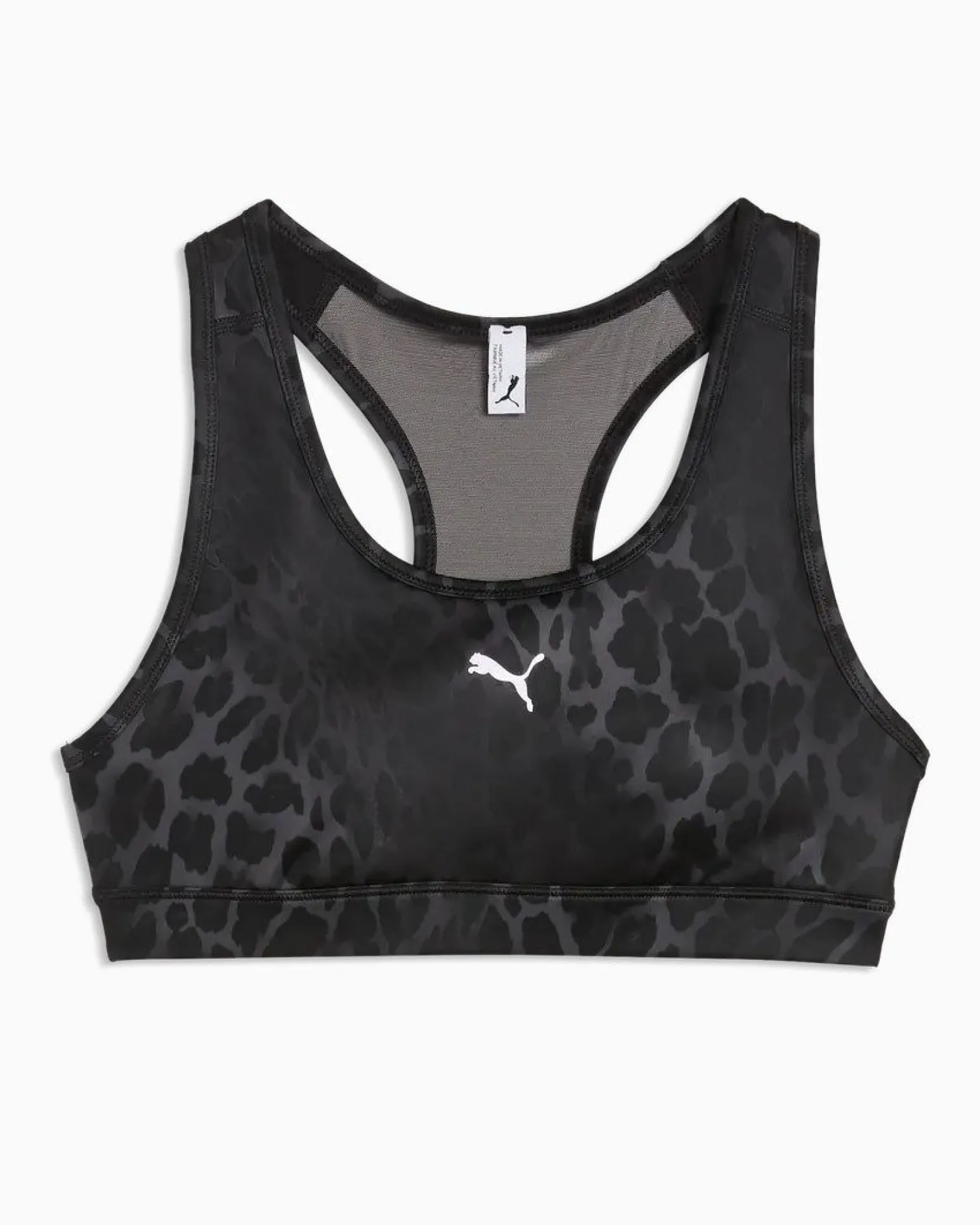 PUMA - REGGISENO SPORTIVO MACULATO NERO E GRIGIO 4KEEPS BRA SPOTTED HAZE MID DA DONNA, 528511-01