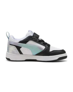 PUMA - Sarpa da bambina bianca e nera con dettagli lilla - REBOUND V6 LO SPACE BELLE AC+PS