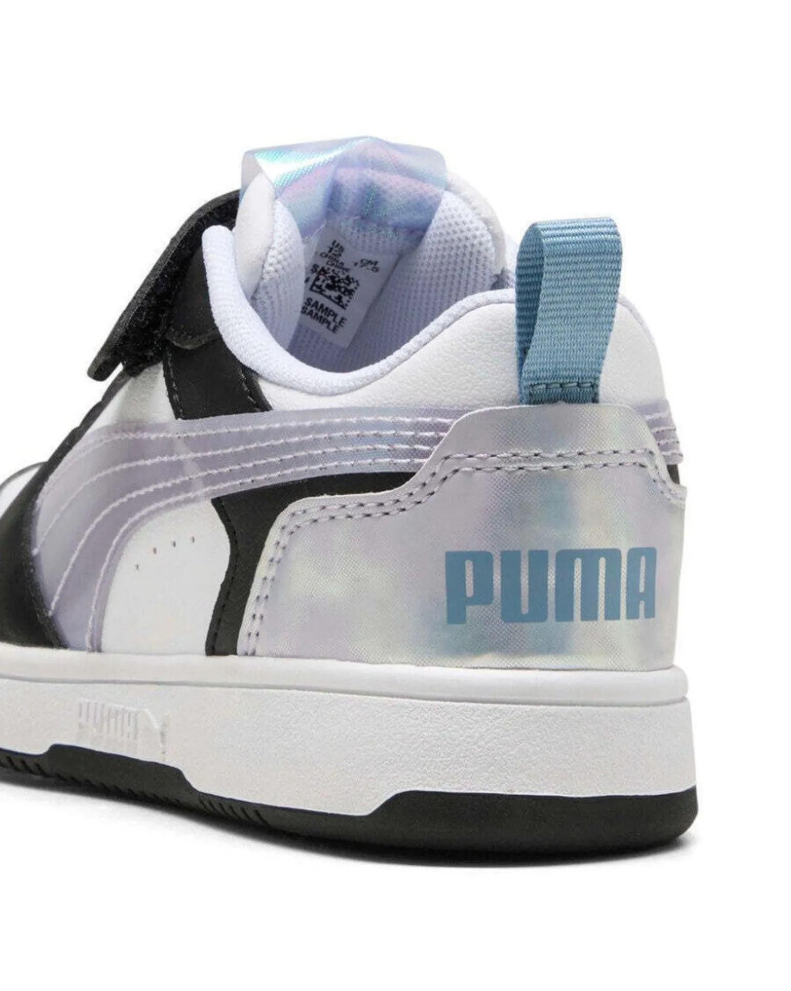 PUMA - Sarpa da bambina bianca e nera con dettagli lilla - REBOUND V6 LO SPACE BELLE AC+PS