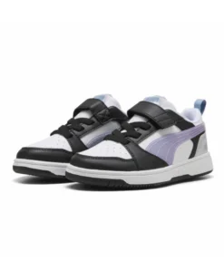 PUMA - Sarpa da bambina bianca e nera con dettagli lilla - REBOUND V6 LO SPACE BELLE AC+PS