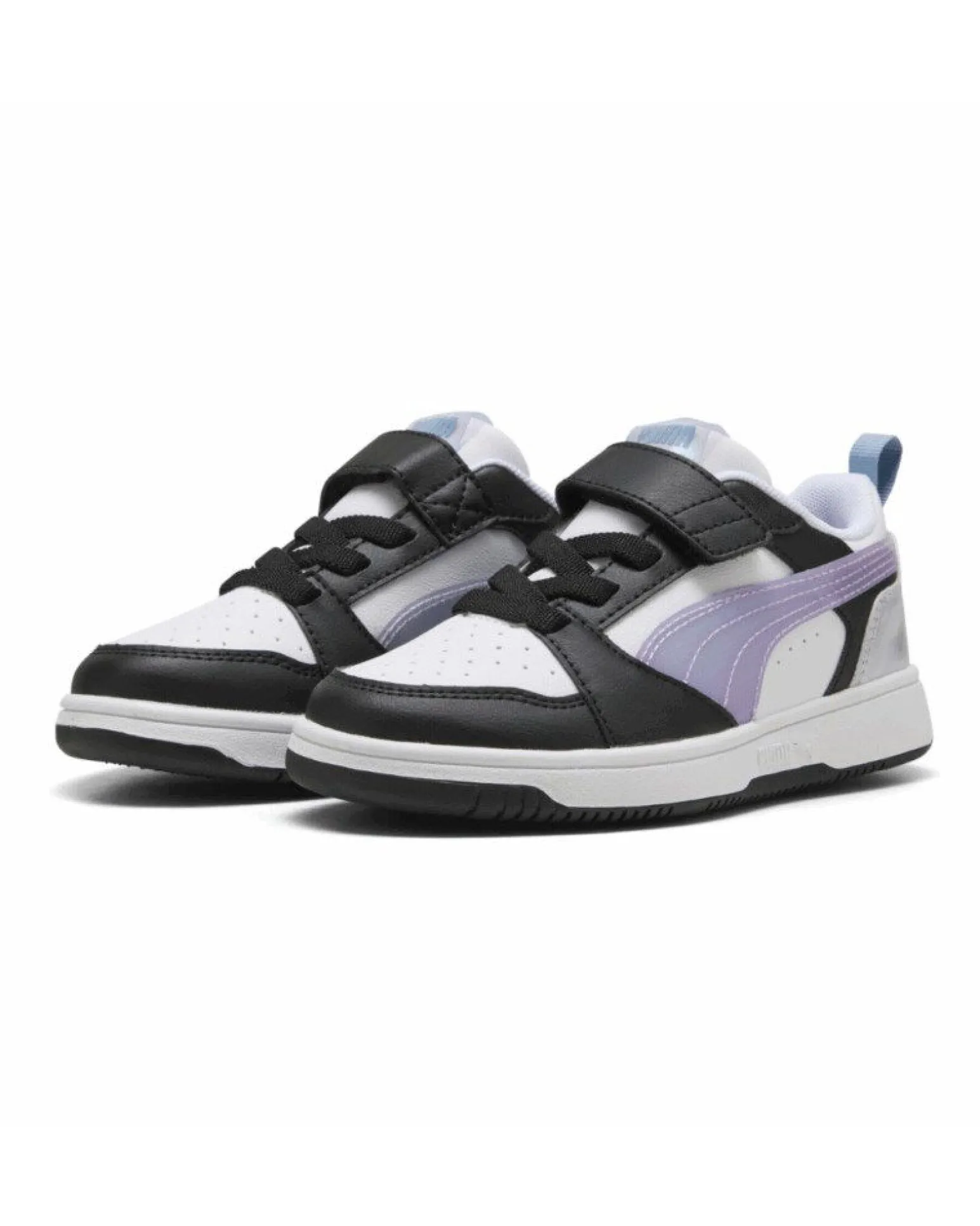 PUMA - Sarpa da bambina bianca e nera con dettagli lilla - REBOUND V6 LO SPACE BELLE AC+PS