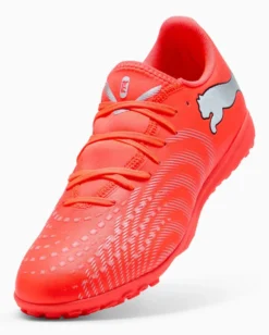 PUMA- SCARPA DA CALCETTO FUTURE 9 PLAY TT ROSSA FLUO CON DETTAGLI GRIGI E NERI DA UOMO, 108918-01