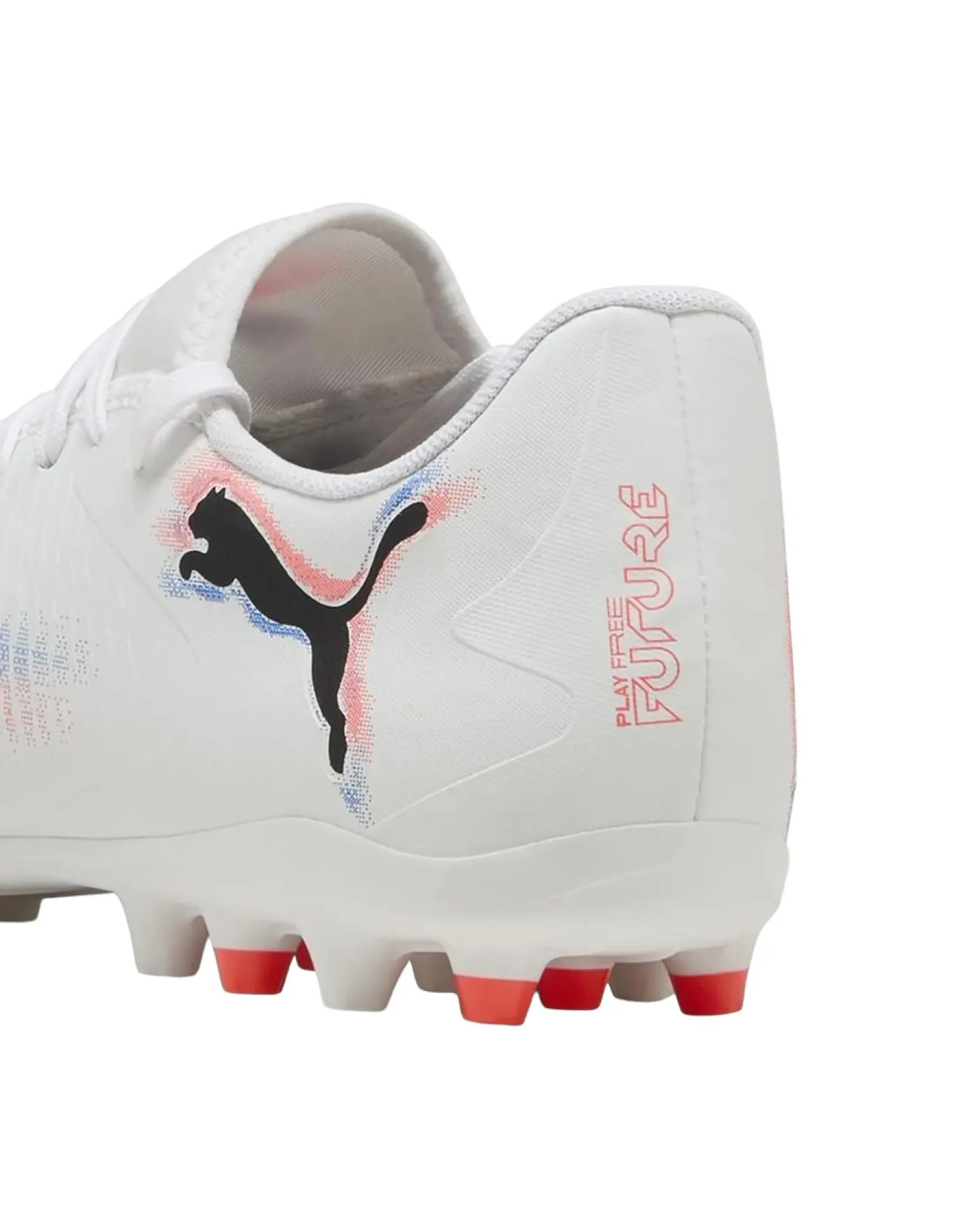 PUMA - Scarpa da calcio bianca con dettagli blu e arancioni - FUTURE 8 PLAY MG
