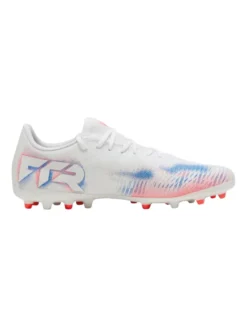 PUMA - Scarpa da calcio bianca con dettagli blu e arancioni - FUTURE 8 PLAY MG
