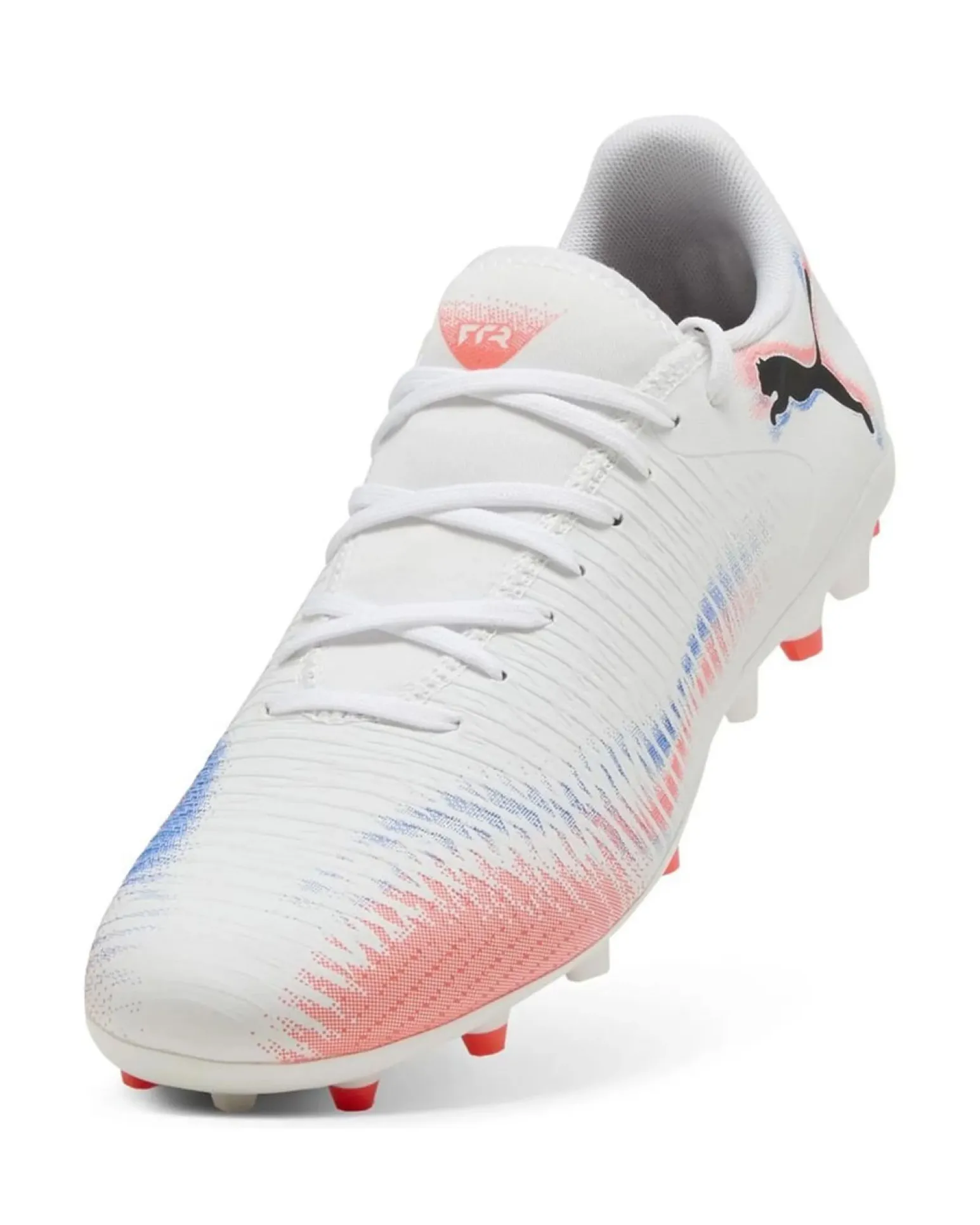 PUMA - Scarpa da calcio bianca con dettagli blu e arancioni - FUTURE 8 PLAY MG