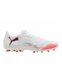 PUMA - Scarpa da calcio bianca con dettagli blu e arancioni - FUTURE 8 PLAY MG