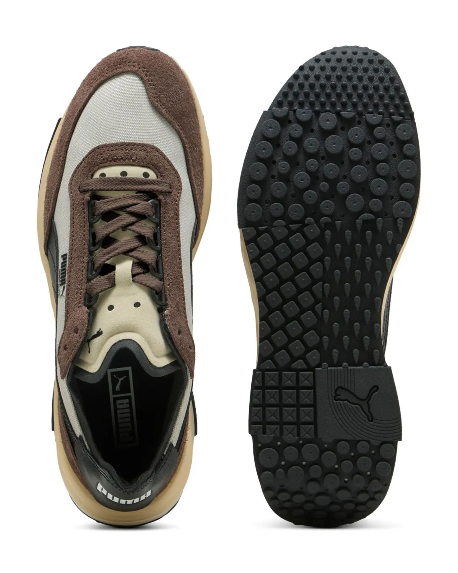 PUMA - Scarpa da uomo beige/marrone con dettagli crema e nero - RIDER ELITE WINTER