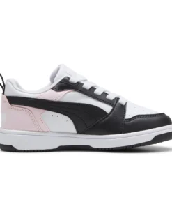 PUMA - SCARPA REBOUND V6 LO BIANCA, ROSA E NERA DA BAMBINO, NUMERATA 28/35 - 396742-12
