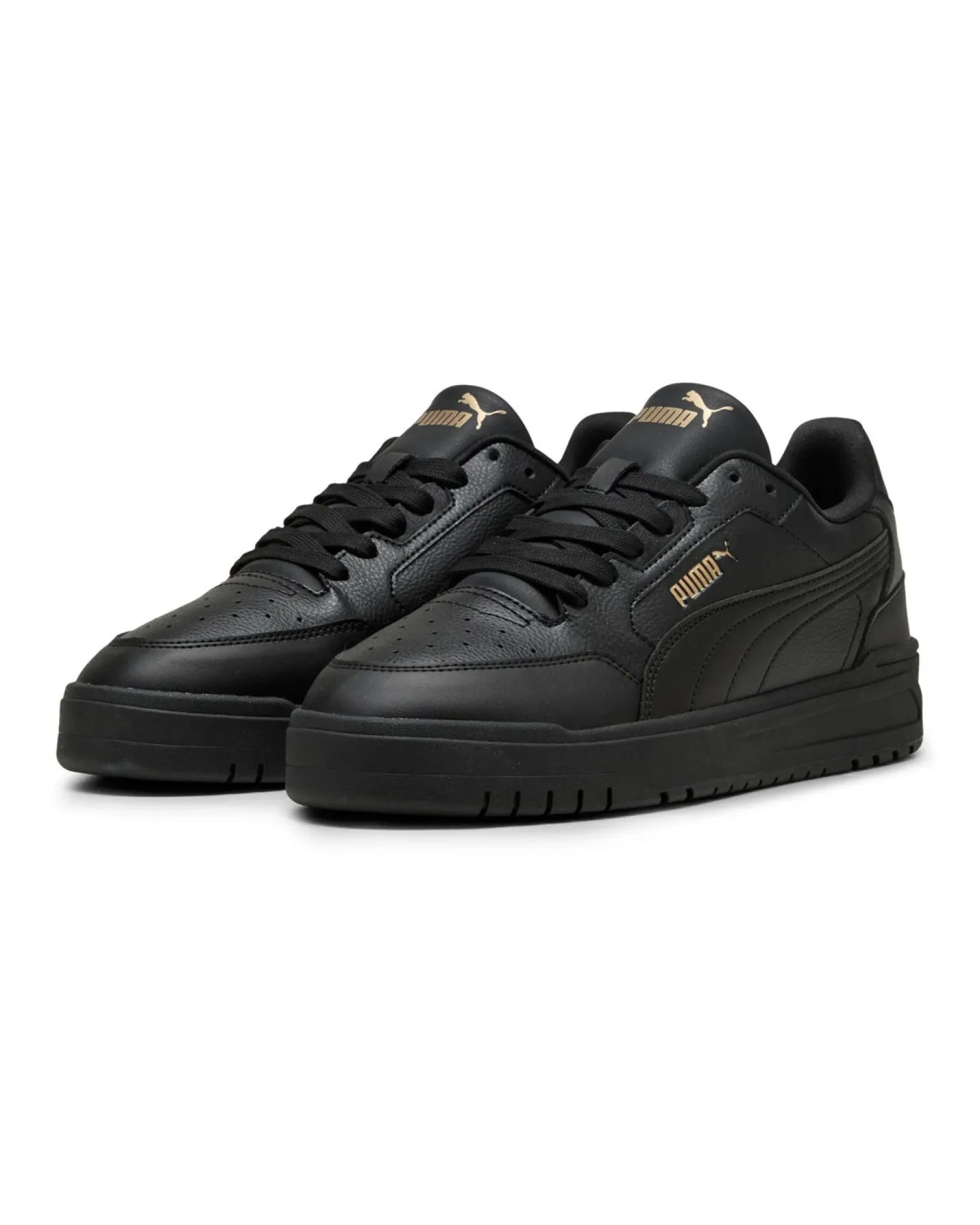 PUMA - Scarpa total black con dettgali logo oro - SHUFFLE DOWNTOWN