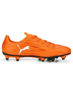 PUMA - Scarpe da calcio bambino arancioni e bianche, numerata 28/38,5 - RAPIDO III FG/AG JR
