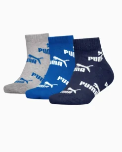 PUMA - SET 3 PAIA CALZA QUARTER BLU SCURO, BLU CHIARO E GRIGIO, 701230805_003