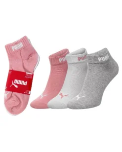 PUMA - Set 3 paia calzini da donna rosa grigio e bianco
