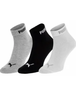 PUMA - Set 3 paia calzini da uomo nero bianco e grigio