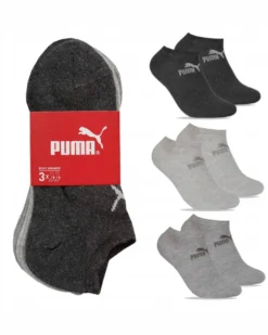 PUMA - Set 3 paia calzini fantasmino da uomo grigi