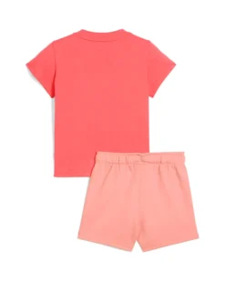 PUMA  - SET SHORT+ T-SHIRT CORALLO E ROSA PESCA  BABY ( 6 MESI - 4 ANNI)MINICATS ESSENTIALS, 686285-02